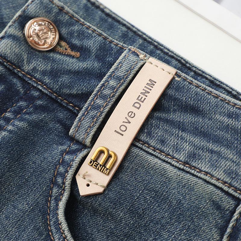Women's High Waist Slimming Rolled Hem Denim Cigarette Pants - 2024 Autumn Fashion Straight Leg Crop