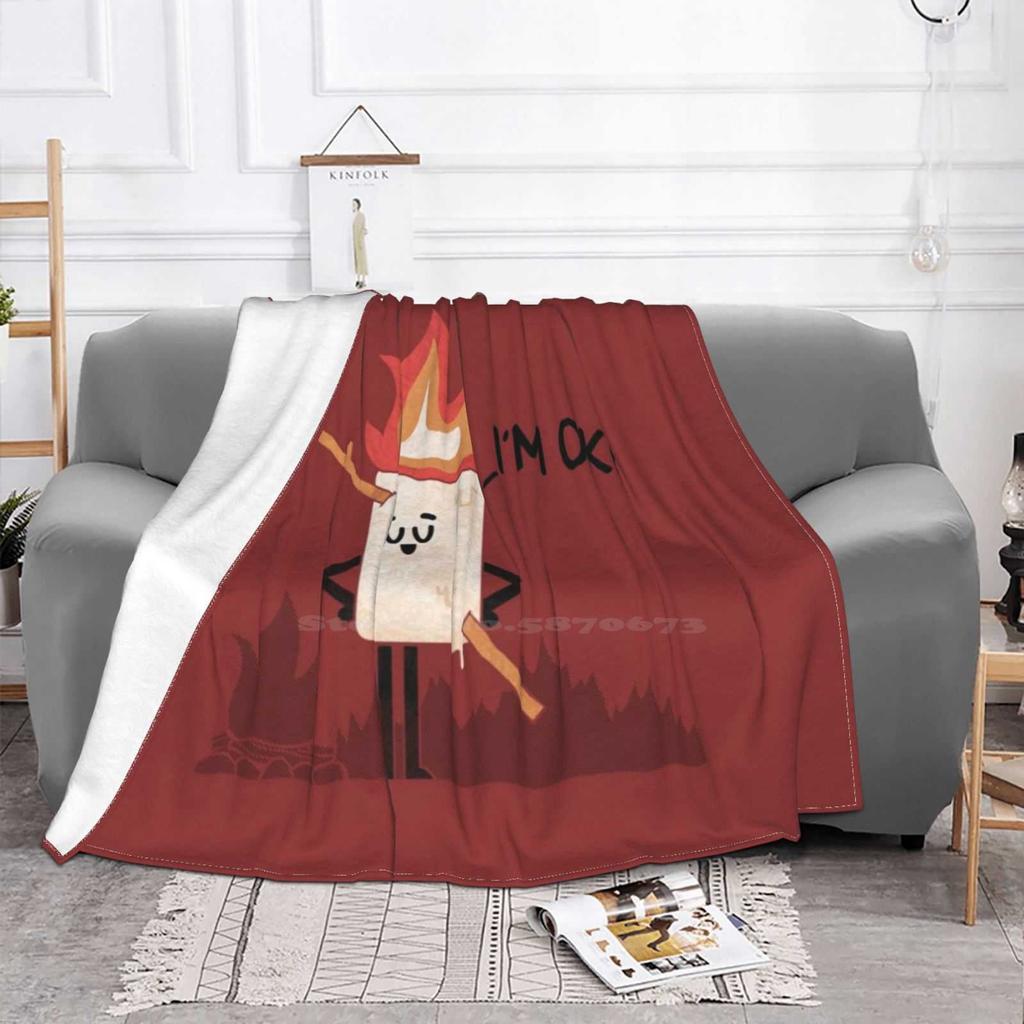 Current Mood Low Price New Print Novelty Fashion Soft Warm Blanket Marshmallow Positive Mood Funny Irony Sarcasm Camping Smores
