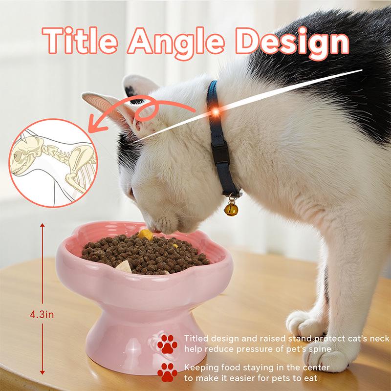Heart-Shaped Ceramic Pet Water Bowl - Elevated, Splash-Proof, Moisture-Proof, Ideal for Cats and Dogs