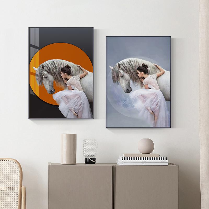 

Фигура Живопись Плакат Красавица Балерина с лошадью Картина Украшение гостиной Современная живопись на холсте Настенное искусство Картины
