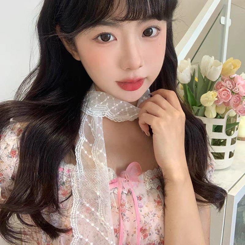 New Elegant Lace Scarf Korean Floral Hollow Triangle Scarf Embroidery Office Lady Wrist Hair Tie Snood Headband Neckerchief