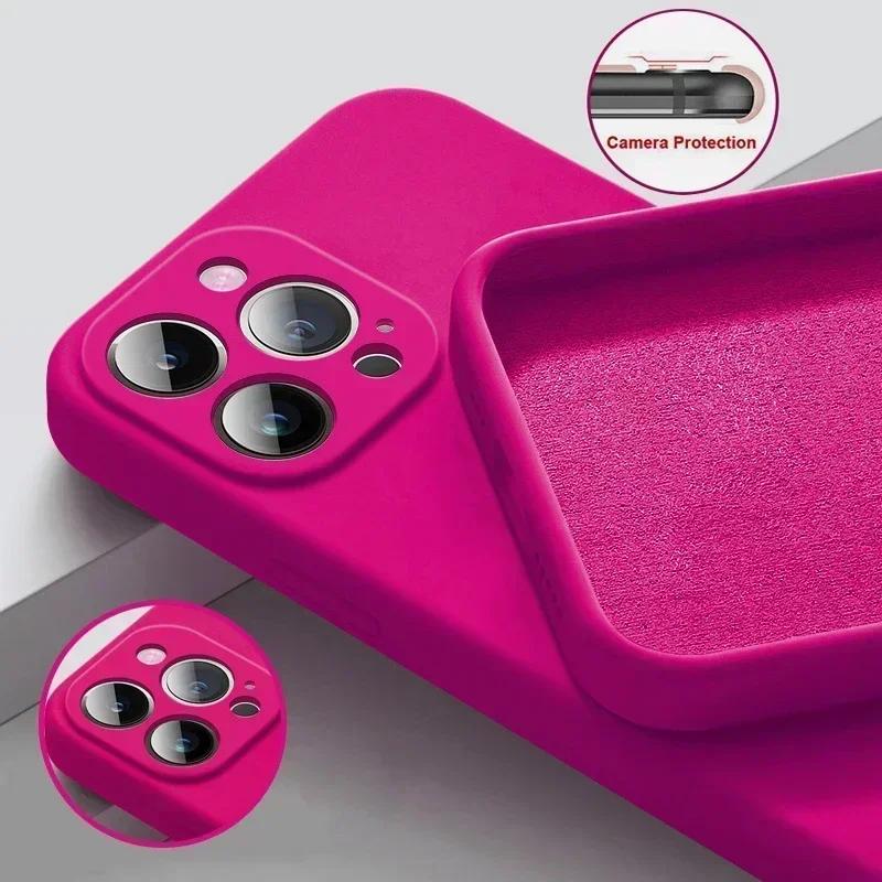 Original Liquid Silicone Phone Case For iPhone 17 16 15 11 12 13 14 Pro Max Plus Shockproof Protection Back Cover funda