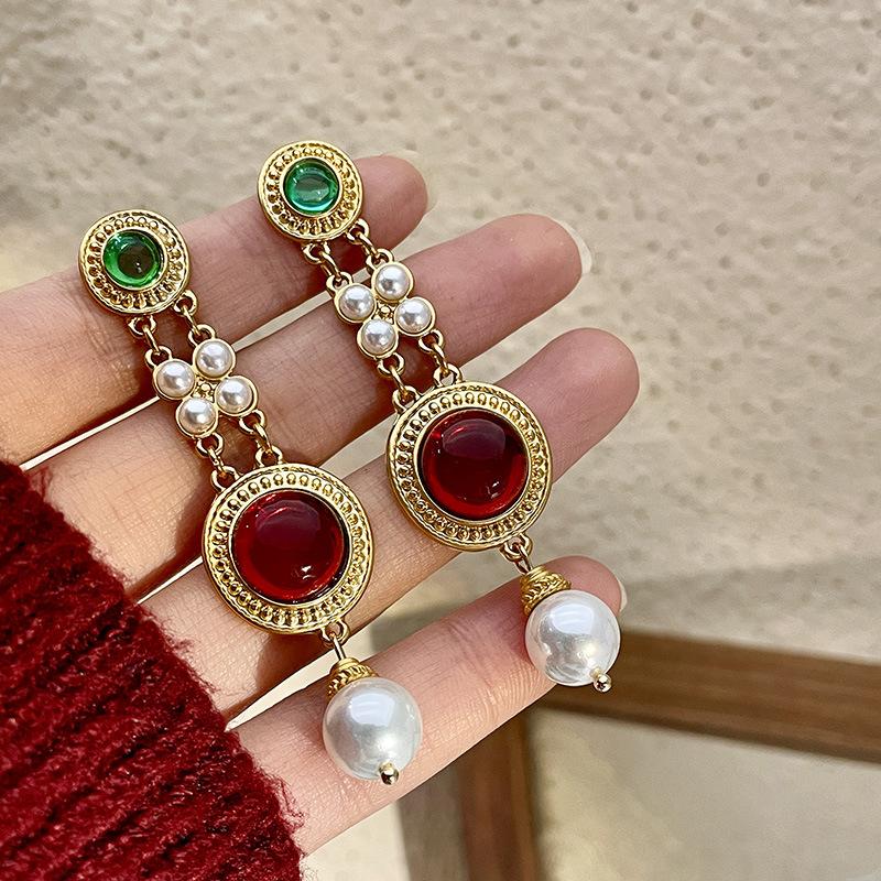Classic Middle Women Girls Enamel Flower Earrings Ear Clip Vintage Elegant Lady High-end Party Banquet Accessories Jewelry