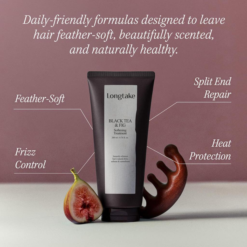 Longtake Black Tea Fig Softening Treatment 200ml Korean Cosmetics Fig Scent Hair Care Vegan Damage Care [LONGTAKE Official] &