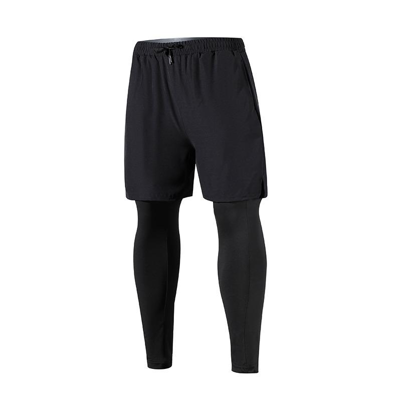 

Men s Double-Layer Quick-Dry Elastic Running Fitness Trousers M чорний