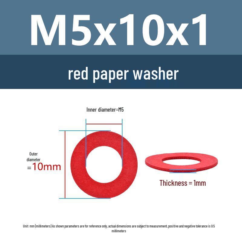 Yigu Red Mica Paper Washer Gasket M2-M20 Flat Washer