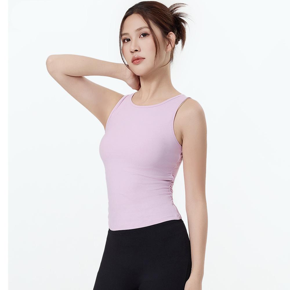 Women s Quick-Dry Pleated Sleeveless Yoga & Running Tank Top Large