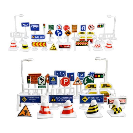 56Pcs/Set Eye-catching Compact Premium Wide Application Road Traffic Sign Kit Children Toy