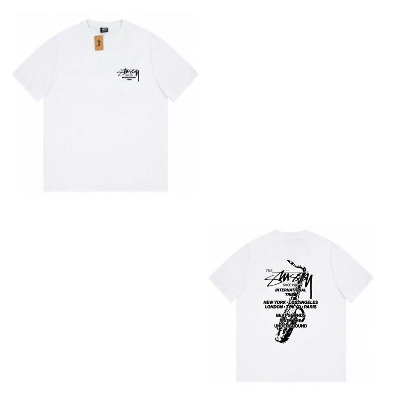 Short-sleeved High-quality Trendy Brand Men's and Women's Loose Cross-border Stu Xi Stu Crew Neck Printed Couple T-shirt with the Same Collection