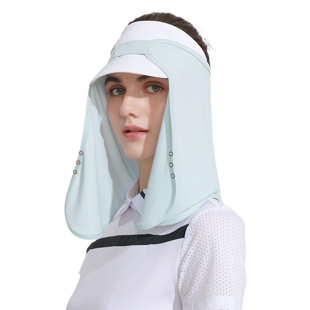 

UPF50+ Bucket Cap Neck Cover Scarves Mask New Ice Silk Scarf Summer синий