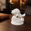 3D Printed Wolf Statue, Howling Wolf Figurine, Wild Wolf on Rock Sculpture, Collectible Animal Ornament for Home Office Desk