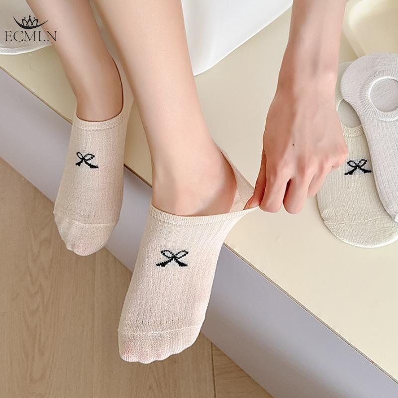 Süße unsichtbare Socken mit Schleife, süßer All-Match-Trend, einfache Bootssocken, flacher Mund, Anti-Drop-Ferse, dünne Damensocken