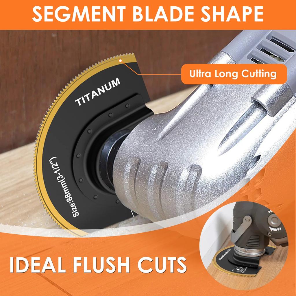 4Pcs Oscillating Saw Blades Set Universal Semi Circle Titanium Bimetal Saw Blades Multipurpose High Carbon Steel Saw Blades