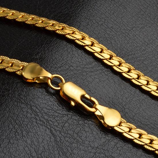 Unisex Fashion Gold Plated Polished Necklace Link Chain Jewelry Gift for Banquet
