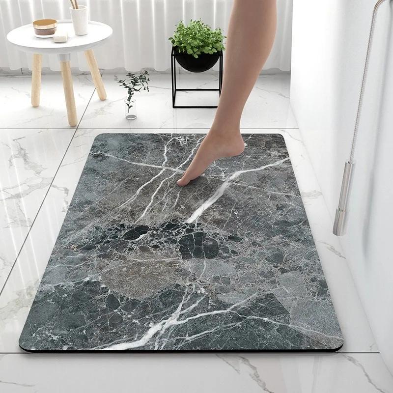 Bathroom Rugs Soft Diatomaceous Earth Floor Mat Super Absorbent Toilet Carpet Door Foot Mats Bath Non-slip Rubber Shower Rug Pad