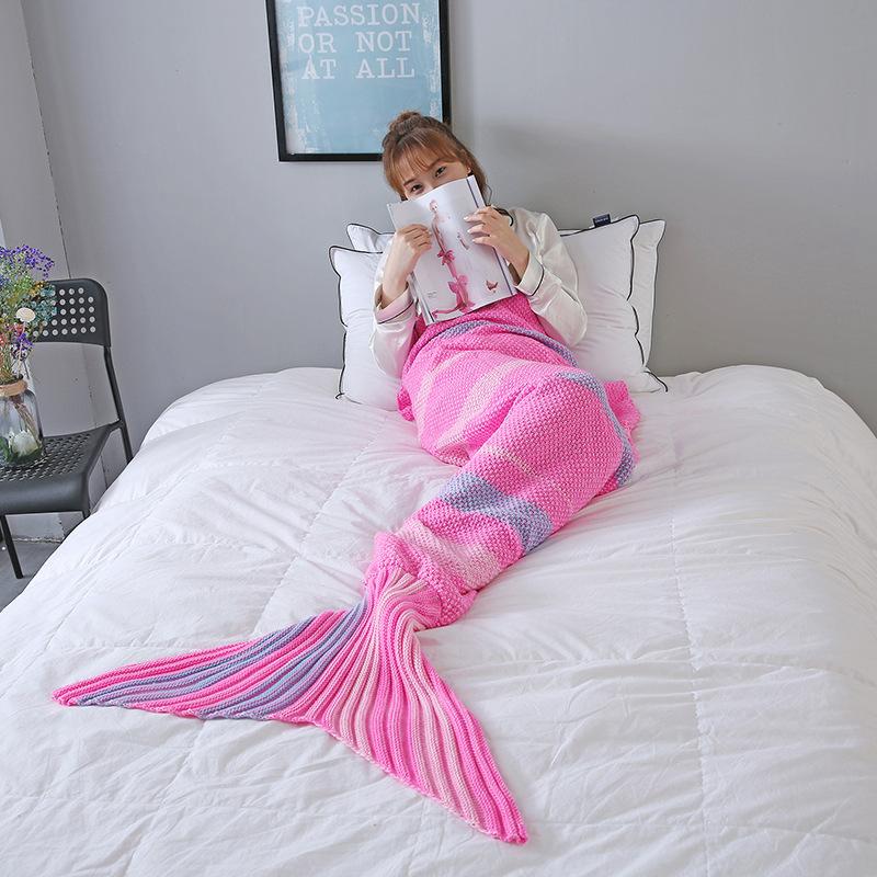 Girls' Mermaid Sleeping Bag Soft Adjustable Kids Blanket with Fish Tail Costume Photography Indoor Camping Air Conditioning Blanket