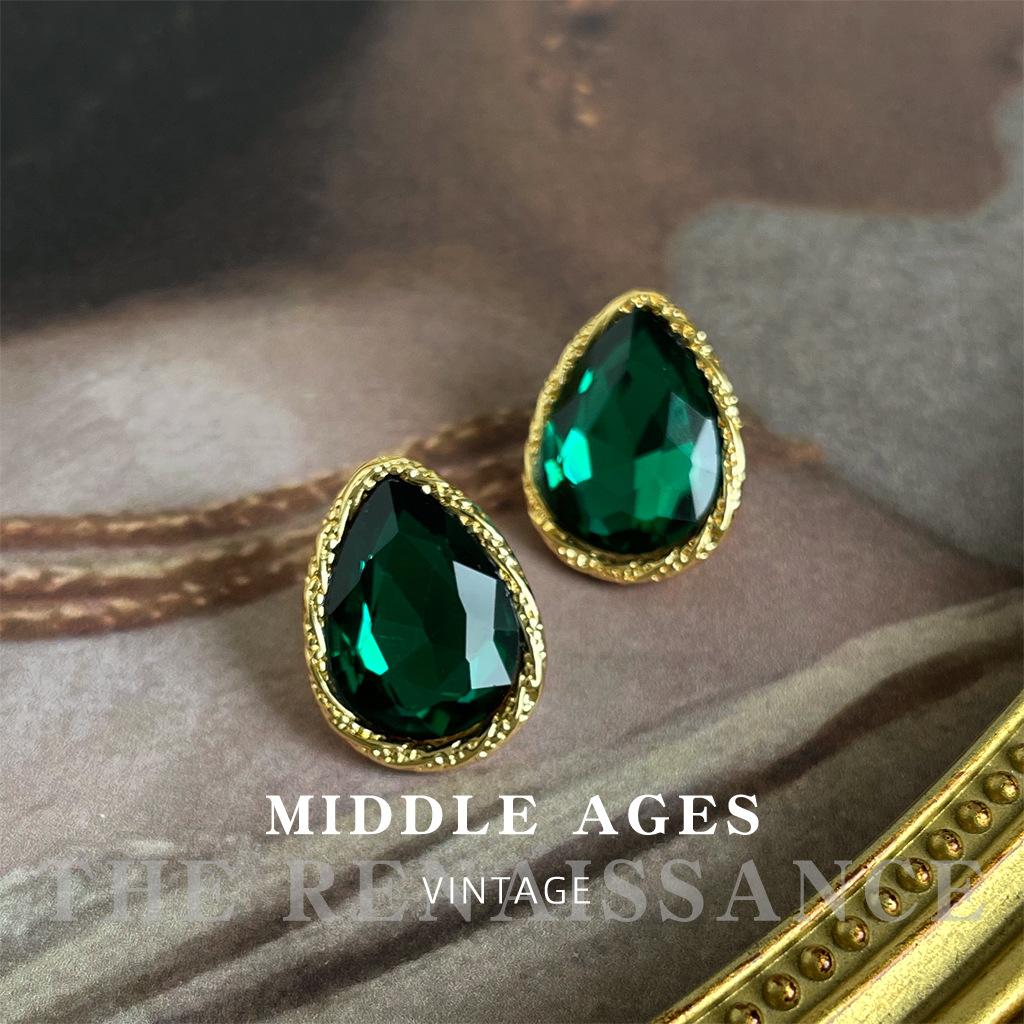 Изумрудная Коллекция Древние Серьги-Гвоздики Тяжелая Промышленность Преувеличенные Цветы Серьги с Цирконами Серьги