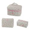 Portable Bow-knot Floral Patterns Makeup Bag Large Capacity Toiletry Bag Storage Bag Women Girls