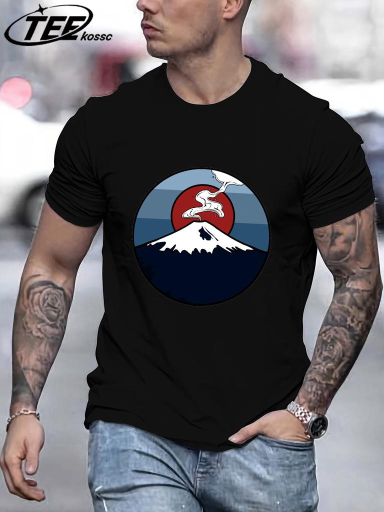 Fuji Volcano Japan Mount Fuji Men Retro TShirts Cotton AllMatch T Shirt Trendy Street Short Sleeve Unisex ONeck Soft Clothes