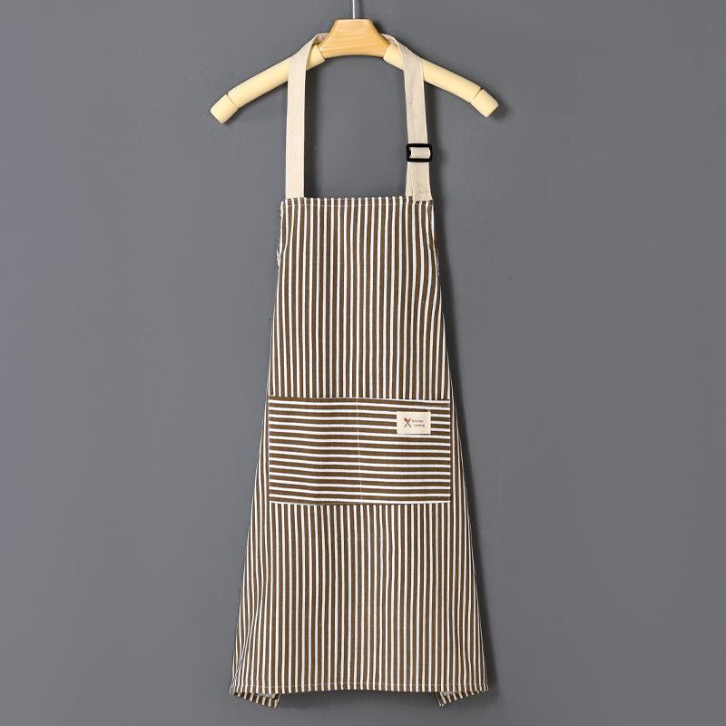 1PC Grembiule a Righe in Lino Cotto con Cinturino in Tessuto di Cotone Sottile per Resistenza a Macchie e Olio, Salopette da Caffè, Grembiule, Accessori da Cucina