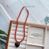 Acrylic Glass Beaded Chain Spring Summer Choker Necklace Fashion Heart Pendant  Neck Accessories