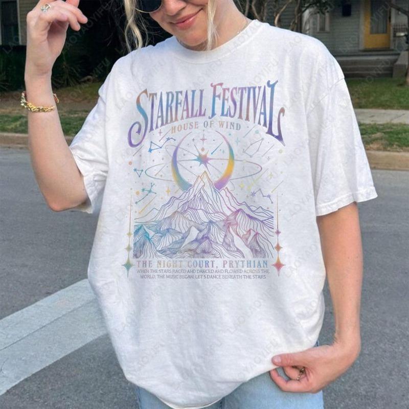 Velaris Starfall Festival Cotton Shirt SJM ACOTAR Merch Oneck Printed Unisex Tops The Night Court Tee Ropa Mujer Women Clothes