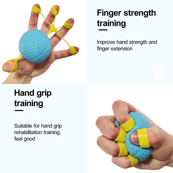 Hand Grip Strength Trainer Ball with Elastic Silicone Finger Cot Slow Rebound Anti-slip Hand Rehabilitation Stretching Exercise Equipment