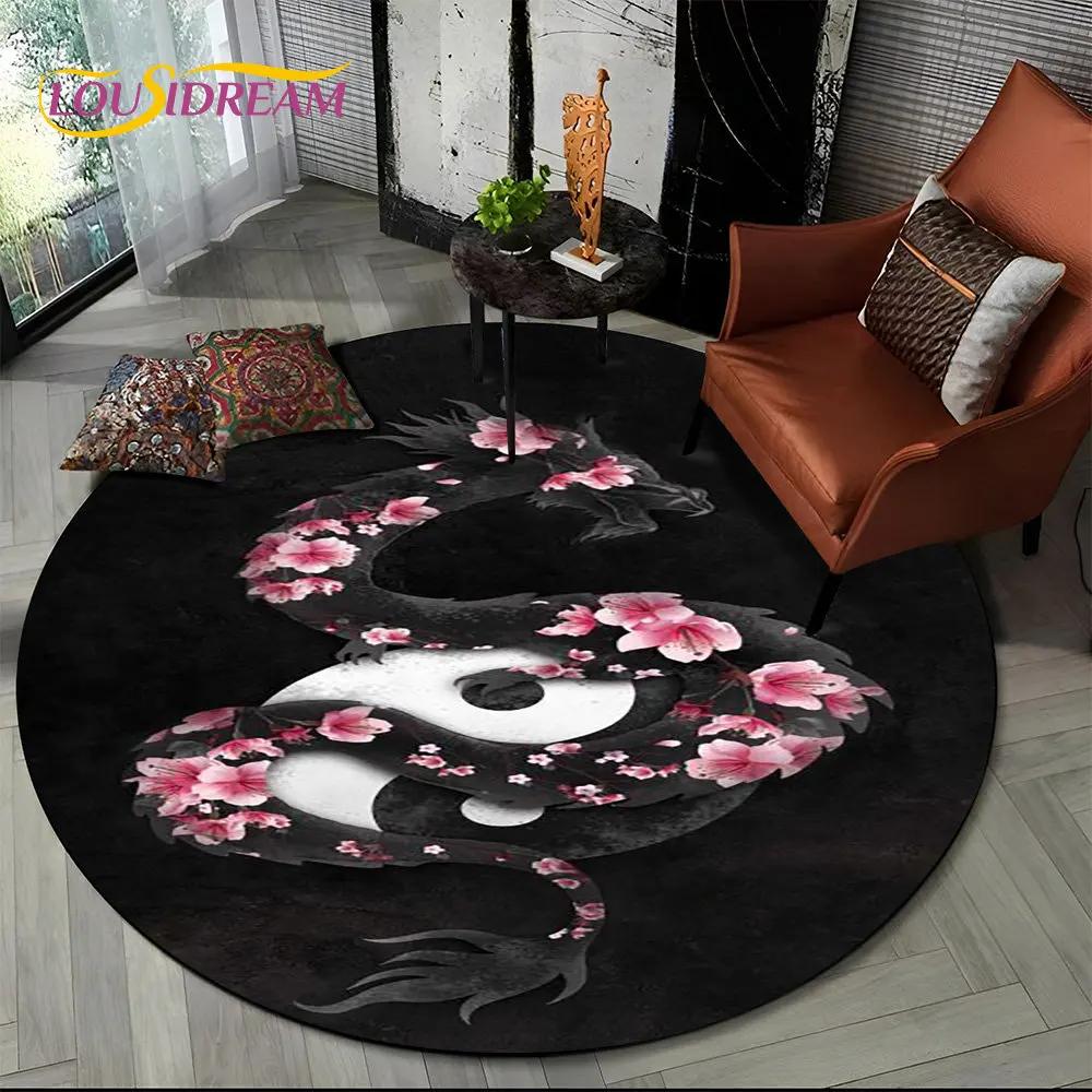 3D Chinese Tai Chi Bagua Yin Yang Round Area Rug,Carpet Rug for Living Room Bedroom Sofa Playroom Decor,kids Non-slip Floor Mat
