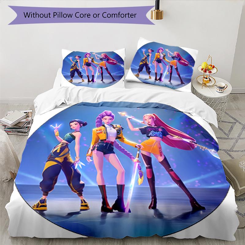 3pcs Kpop Hunter8 pattern bedding set duvet cover set includes duvet cover &pillowcases, perfect all season bedroom decoration & gift