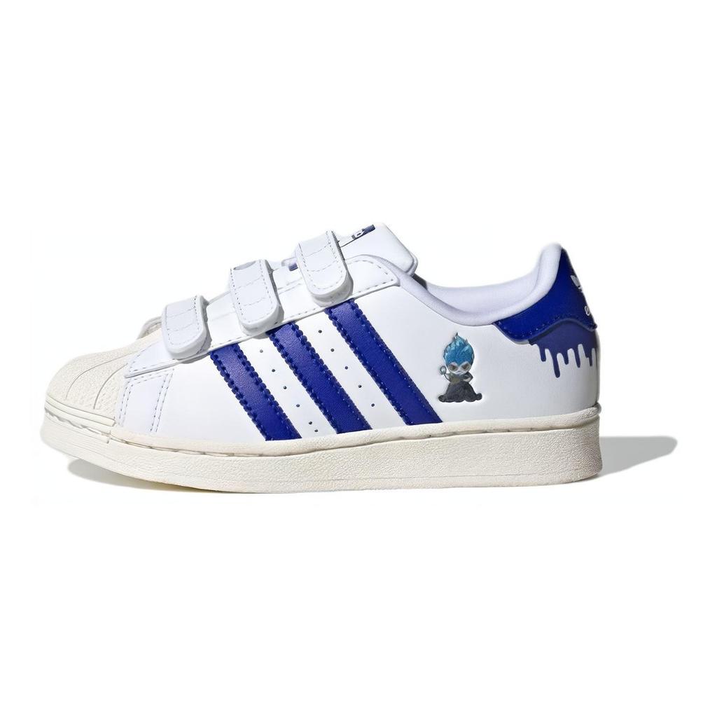 Adidas Originals Superstar Casual Comfortable Slip-Resistant Durable Low-Top Kids Skate Shoes Kids Sneakers White Blue IE8249
