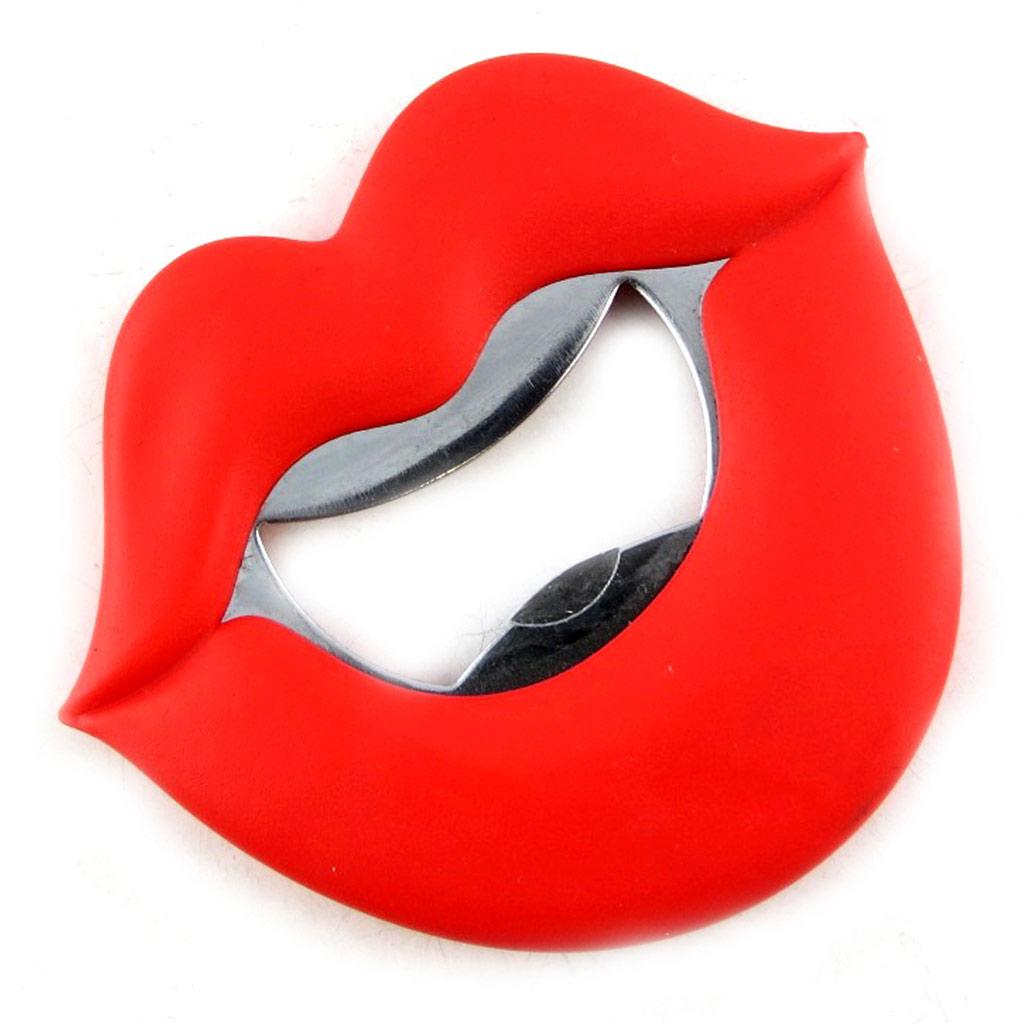 Les Trésors De Lily [L3111] - Humorný otvírák na láhve 'Kiss' červený - 7x6 cm