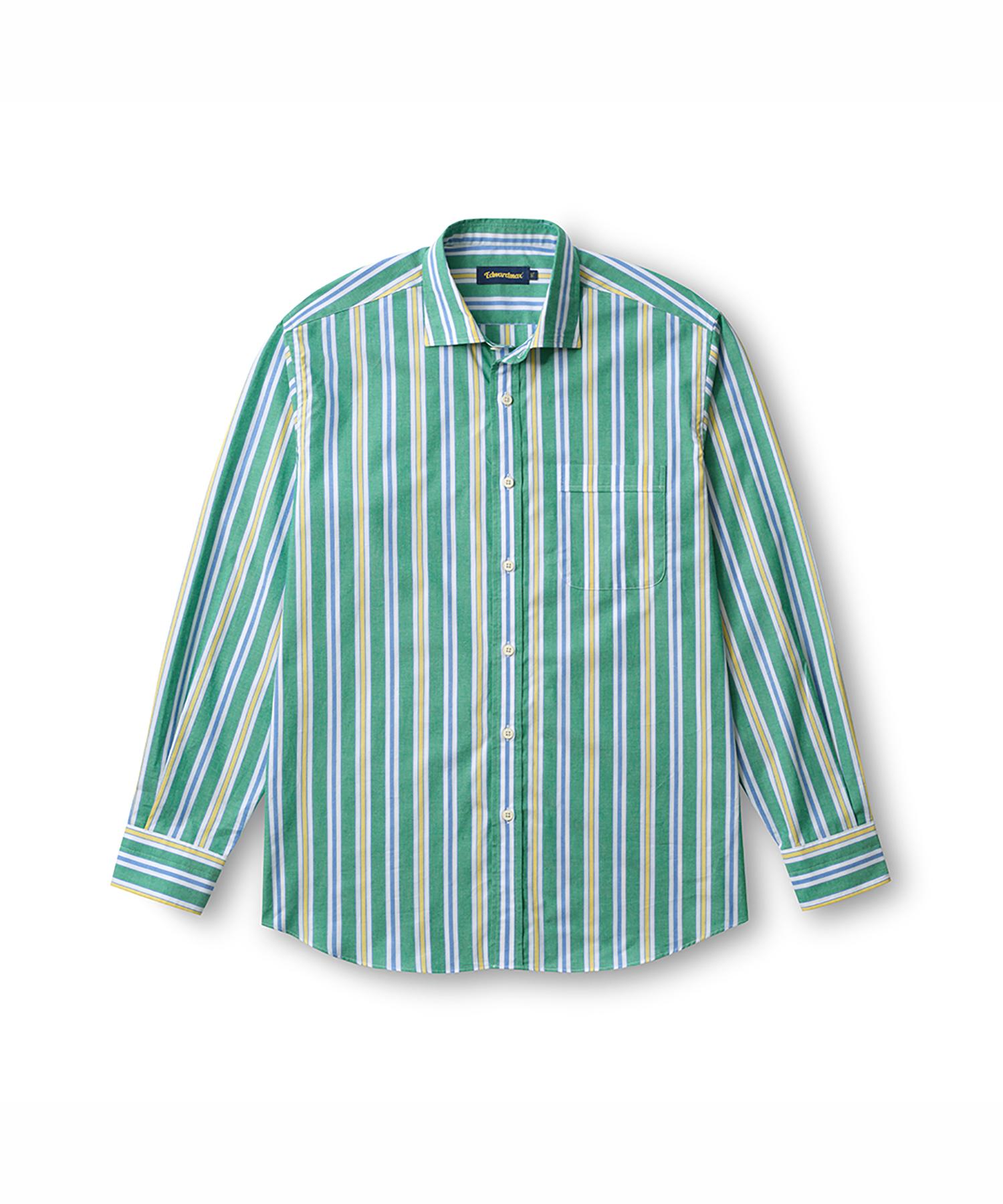 Edward Max Green Vintage Multistripe Shirt 100% Cotton M(95)