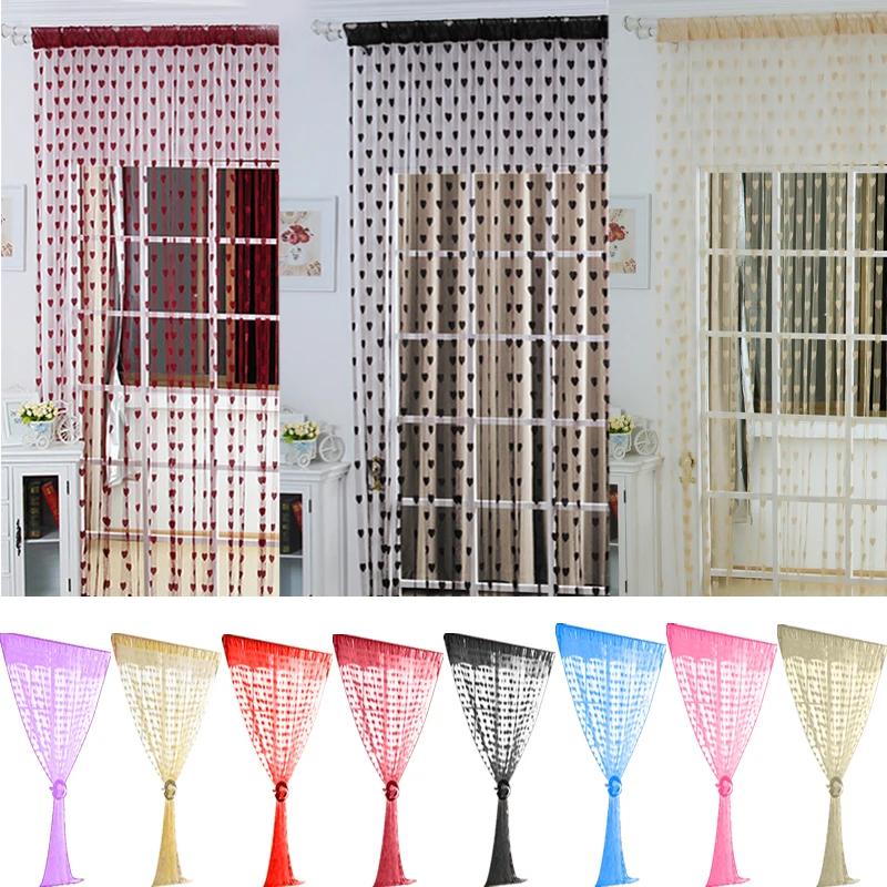 Colorful Romantic Love Pattern Line String Curtain Window Door Sheer Curtain For Living Room Home Decoration 100CM*200CM