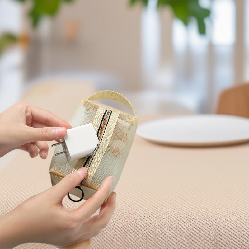 Mini Mesh Nylon Makeup Bag - Portable Lipstick, Coin, and Cable Organizer