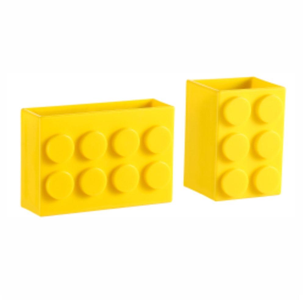 

2Pcs Building Block Refrigerator Magnet Storage Box Storage Basket for Refrigerator жовтий