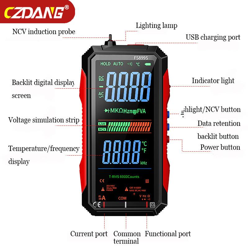 Voice Digital Multimeter Auto Range True RMS Full Screen Anti-burn Portable High Precision Electrician Continuity Tester