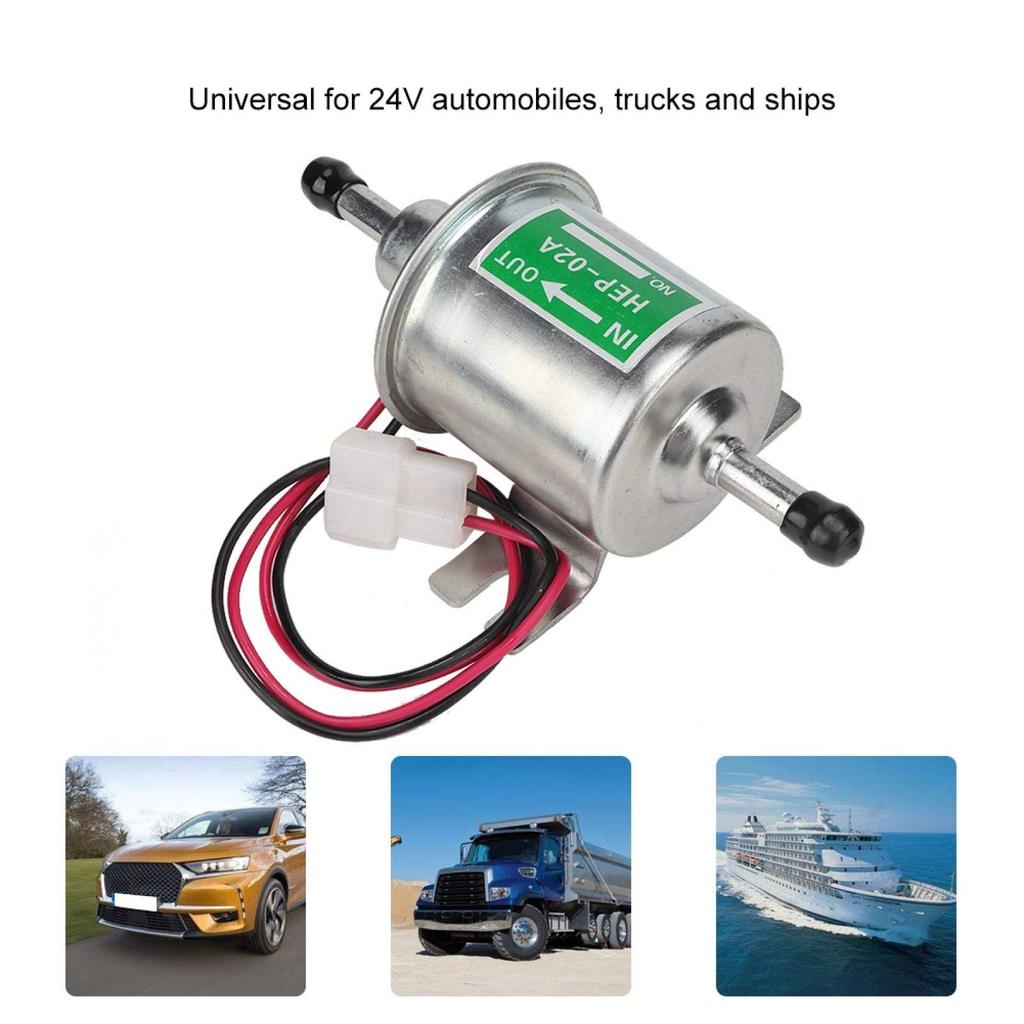 Yctze Fuel Transfer Pump, 24V Universal Electric Fuel Pump Car Boat Inline Filter Gasoline