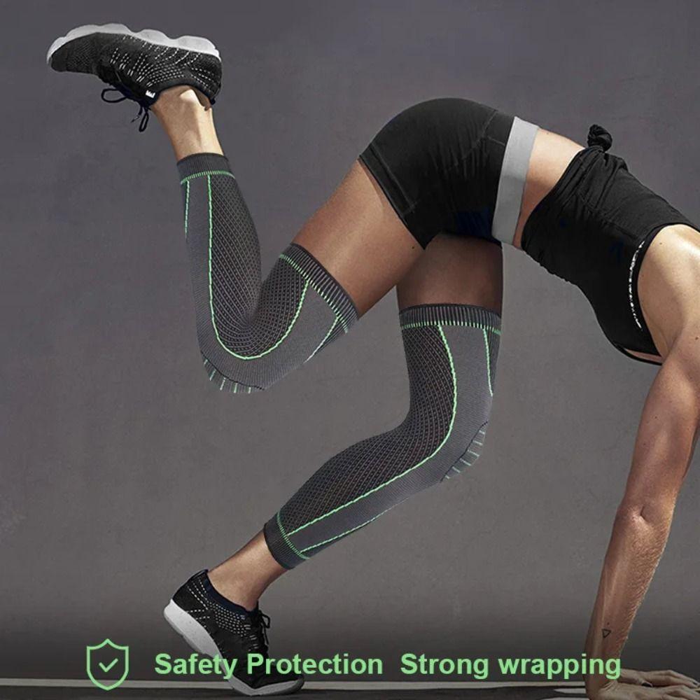 Breathable Running Sport Knee Pads Nylon Fitness Kneepad Long Full Legs Sleeve Fitness Gear