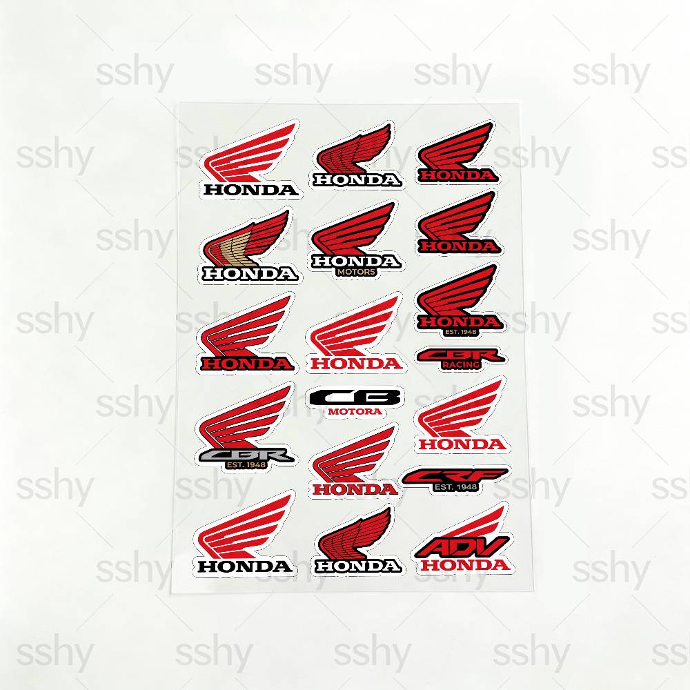 TMBCU1 FOR HONDA HRC H WING Waterproof Reflective Motorbike Stickers Easy Peel Removable Decals for Motorcycle Car 20x30cm