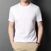 Men's Silk Short-Sleeve T-Shirt, Round Neck, Solid Color, Lightweight Base Layer, Casual Wear