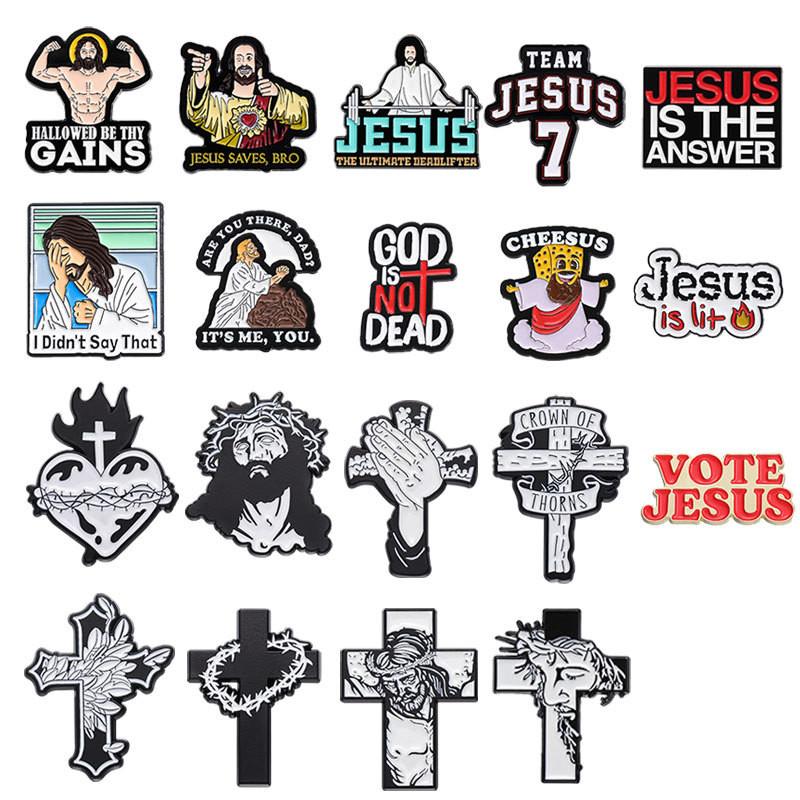 Cross Stylish Vintage Designed Brooches Unique Geometric Black And White Pins