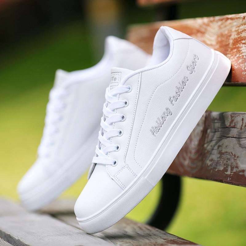 2025 New Men Sneakers Fashion Breathble Vulcanized Shoes Pu Leather Platform Shoes White Lace Up Casual Footwear Zapatos Mujer