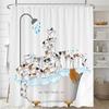 Cartoon Animal Shower Curtain Cute Cat and Dog Bath Curtain with Hooks, Waterproof Shower Curtain, Shower Curtains for Bathroom