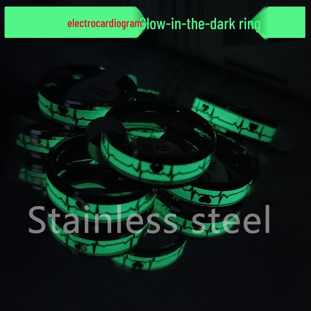 Luminous Heartbeat ECG Ring - Titanium Steel Couple Jewelry, Non-fading for Men & Women