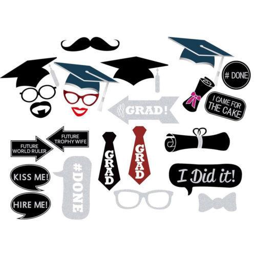 24pcs Graduation Photo Booth Props New Party Masks Mustache On Stick Party Grad