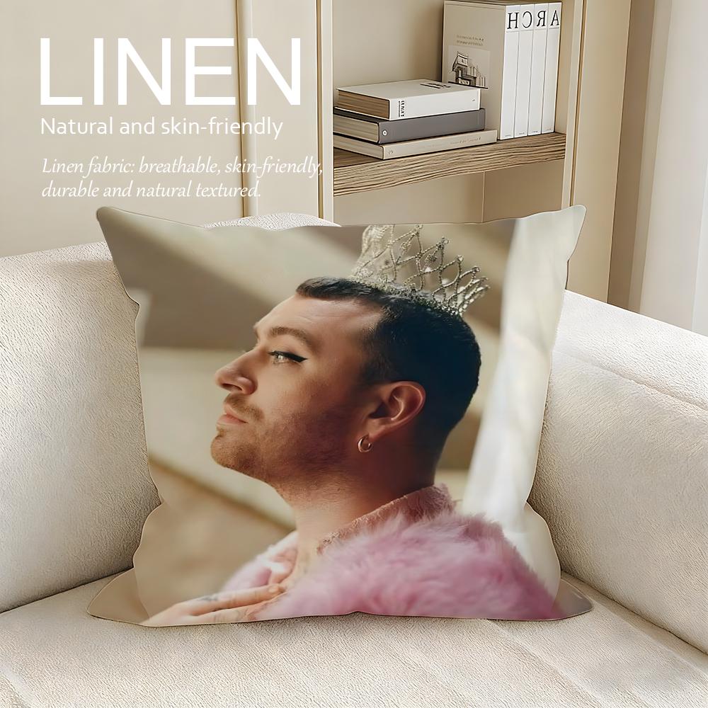 Music Sam Smith Cushion Cover Pillowcase Set Pcs x x Breathable Washable Sofa Cushion Cover 30X30cm
