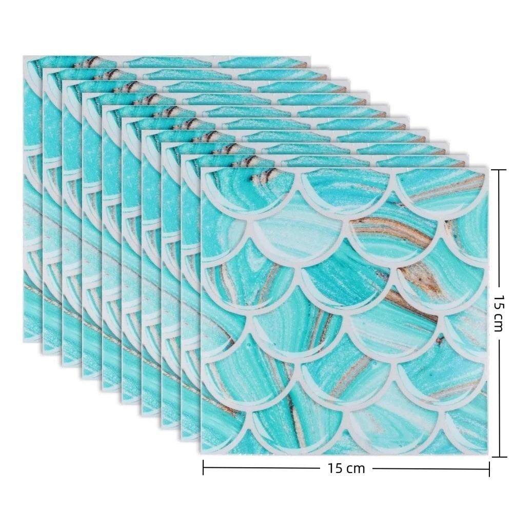 10PCS 15*15cm Tile Stickers Waterproof Marble Grain 3D Wall Sticker PVC Colorful Tile Wall Sticker