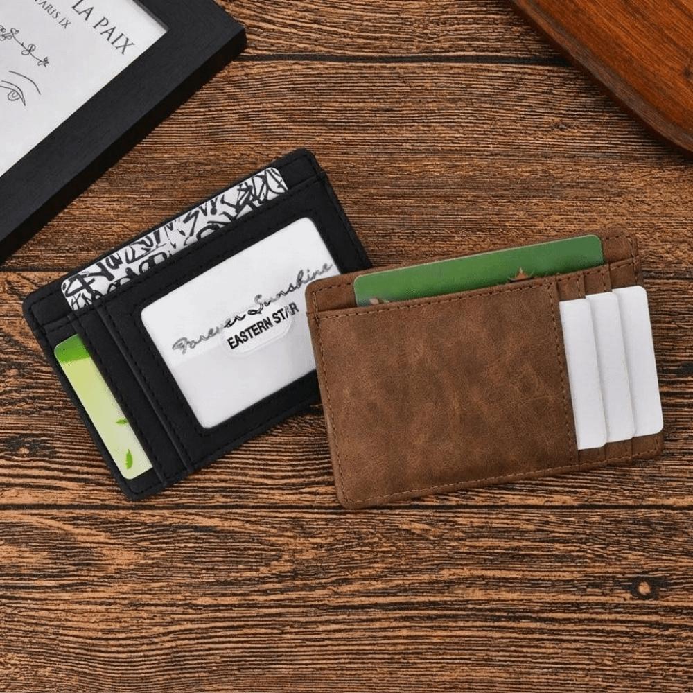 Solid Color Mini Card Holder Pu Leather Bank Card Case Coin Purse  Men/Women