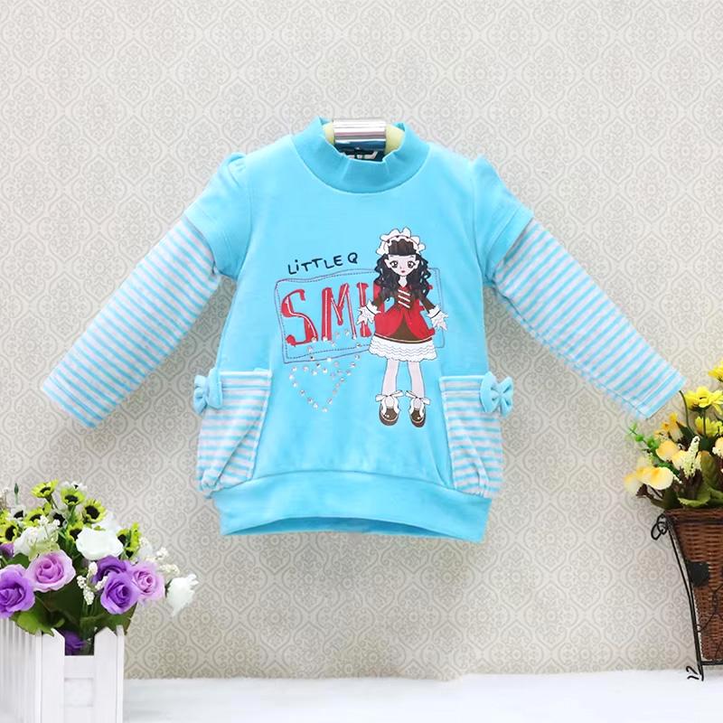 Baby Girl Long Sleeve TShirt Round Collar Tops Velvet Winter Spring Thick Warm Shirt Kidswear Aapparel Sweatshirt Infant Clothing