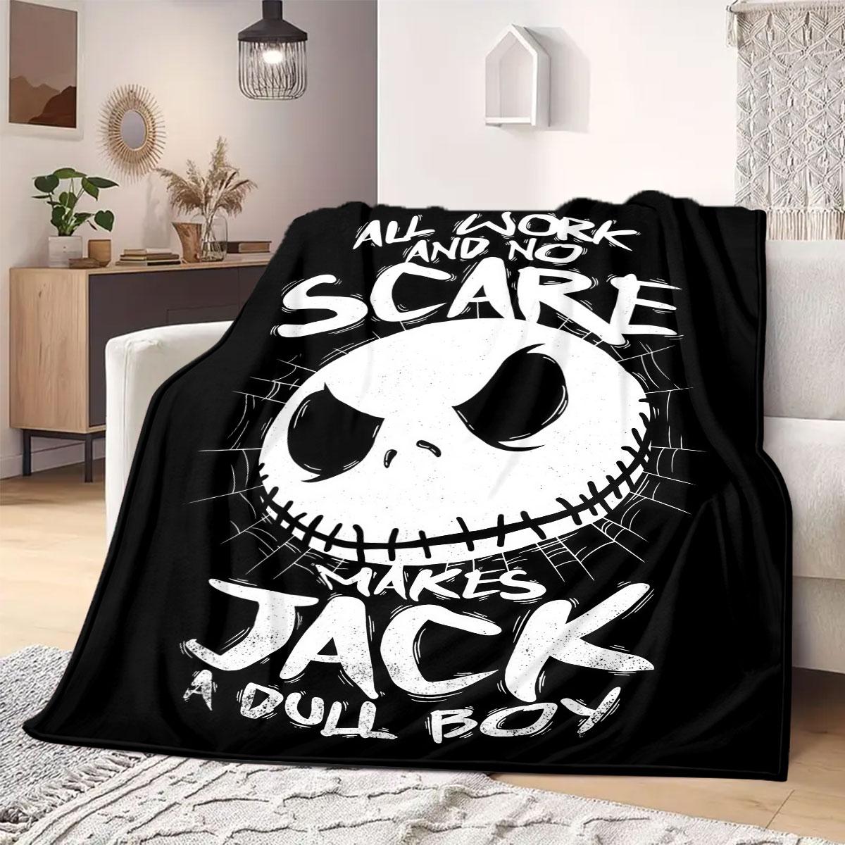 

Jack Sally Print Flannel Blanket for Sofas Beds Bedrooms Chairs Travel Picnics Cartoon Home Decor Style 75x90cm